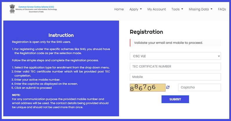 CSC registration Form