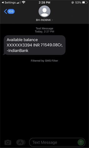 Indian Bank Missed Call Number balance Check