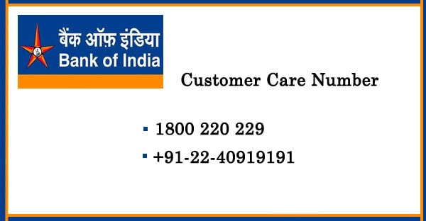 Bank of India Customer Care Number