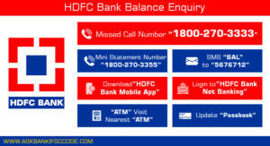 hdfc missed call balance check phone number