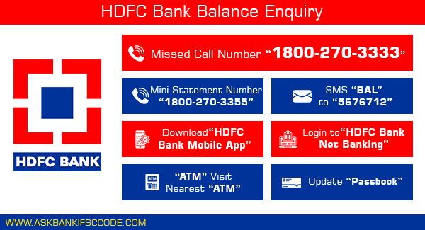 HDFC bank balance check