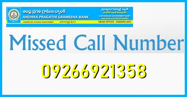Andhra Pragathi Grameena Bank missed Call Number