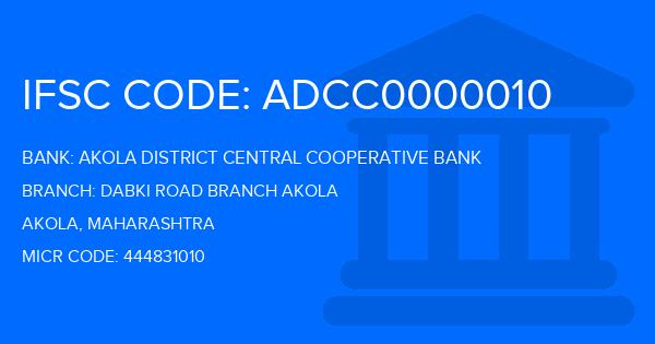 Akola District Central Cooperative Bank Dabki Road Branch Akola Branch IFSC Code
