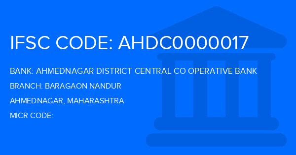 Ahmednagar District Central Co Operative Bank Baragaon Nandur Branch IFSC Code