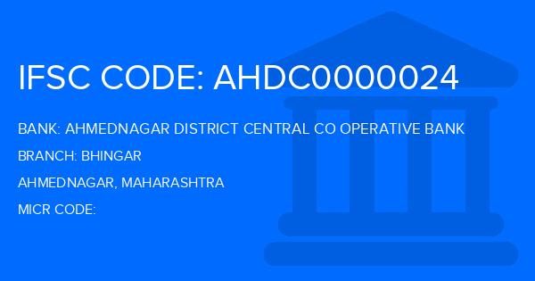 Ahmednagar District Central Co Operative Bank Bhingar Branch IFSC Code