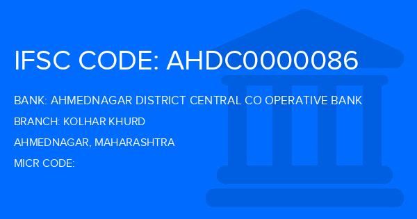 Ahmednagar District Central Co Operative Bank Kolhar Khurd Branch IFSC Code