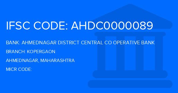 Ahmednagar District Central Co Operative Bank Kopergaon Branch IFSC Code