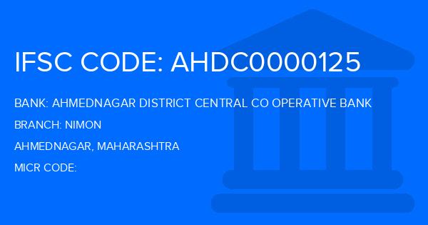 Ahmednagar District Central Co Operative Bank Nimon Branch IFSC Code