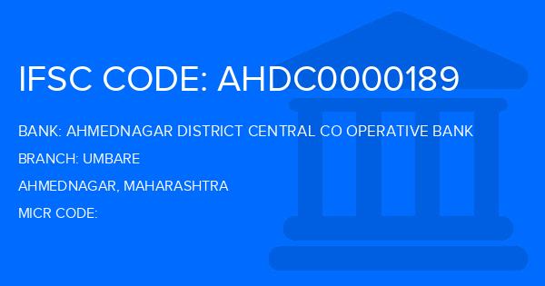 Ahmednagar District Central Co Operative Bank Umbare Branch IFSC Code
