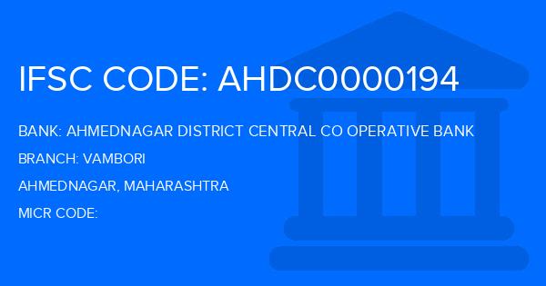 Ahmednagar District Central Co Operative Bank Vambori Branch IFSC Code