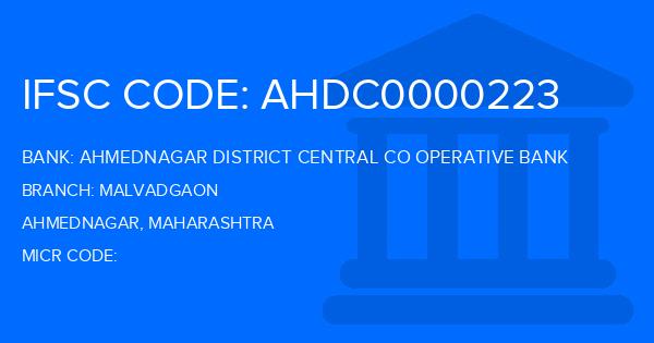 Ahmednagar District Central Co Operative Bank Malvadgaon Branch IFSC Code