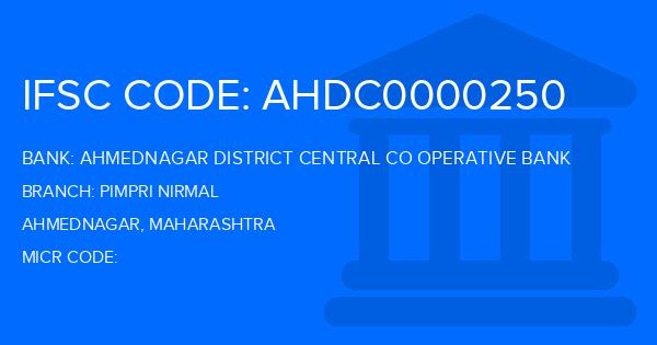 Ahmednagar District Central Co Operative Bank Pimpri Nirmal Branch IFSC Code