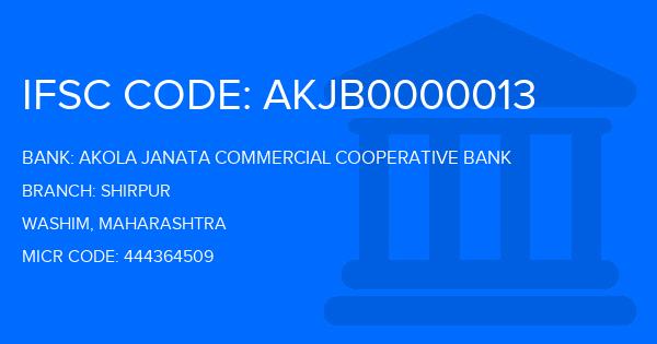 Akola Janata Commercial Cooperative Bank Shirpur Branch IFSC Code