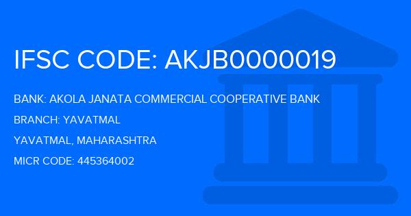 Akola Janata Commercial Cooperative Bank Yavatmal Branch IFSC Code