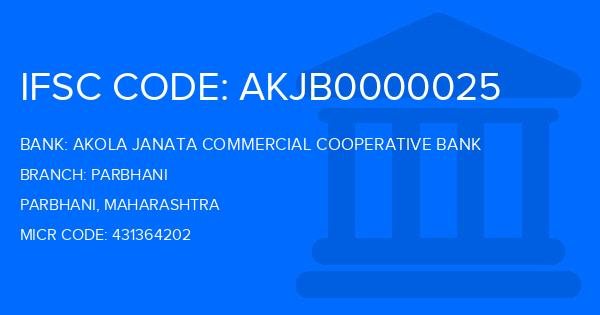Akola Janata Commercial Cooperative Bank Parbhani Branch IFSC Code