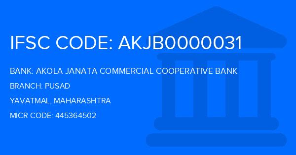 Akola Janata Commercial Cooperative Bank Pusad Branch IFSC Code