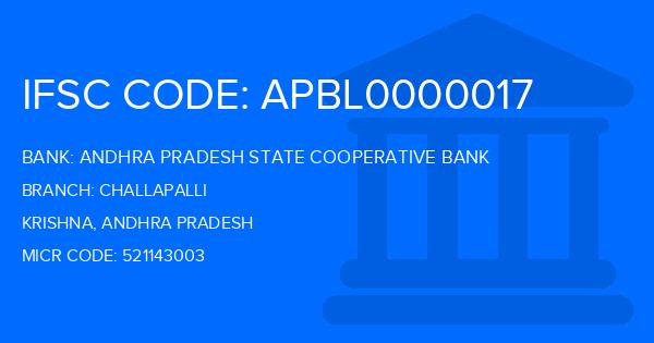 Andhra Pradesh State Cooperative Bank Challapalli Branch IFSC Code