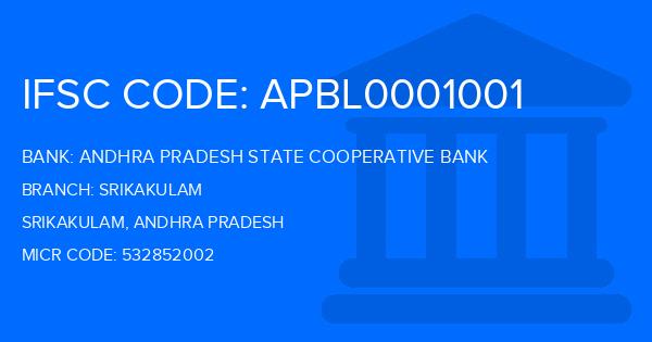 Andhra Pradesh State Cooperative Bank Srikakulam Branch IFSC Code