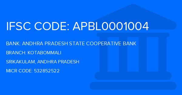 Andhra Pradesh State Cooperative Bank Kotabommali Branch IFSC Code