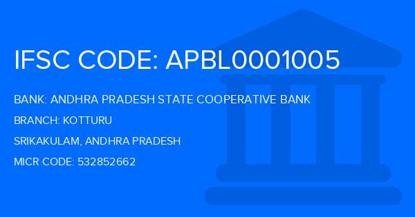 Andhra Pradesh State Cooperative Bank Kotturu Branch IFSC Code
