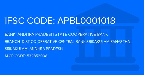 Andhra Pradesh State Cooperative Bank Dist Co Operative Central Bank Srikakulam Ranasthalam Branch IFSC Code
