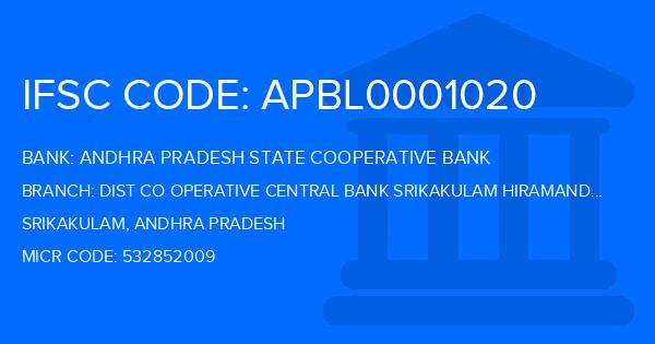 Andhra Pradesh State Cooperative Bank Dist Co Operative Central Bank Srikakulam Hiramandalam Branch IFSC Code