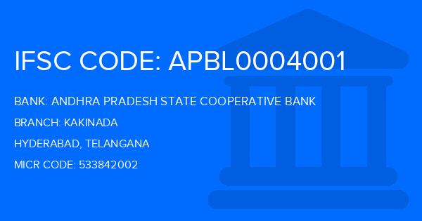 Andhra Pradesh State Cooperative Bank Kakinada Branch IFSC Code