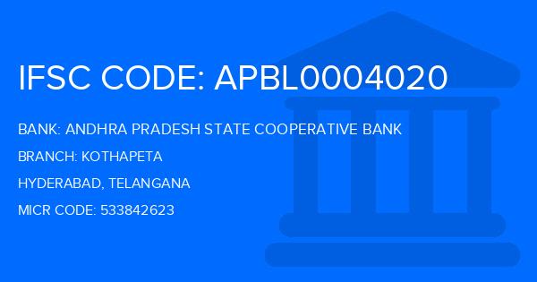 Andhra Pradesh State Cooperative Bank Kothapeta Branch IFSC Code