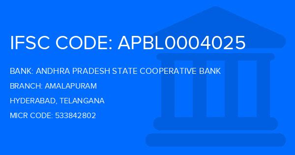 Andhra Pradesh State Cooperative Bank Amalapuram Branch IFSC Code