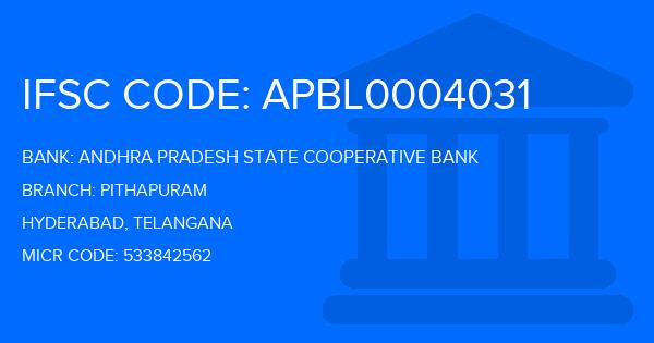 Andhra Pradesh State Cooperative Bank Pithapuram Branch IFSC Code
