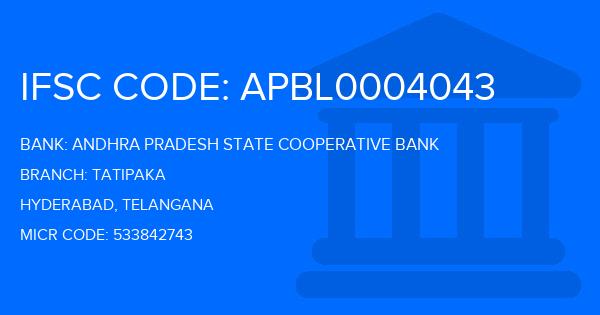 Andhra Pradesh State Cooperative Bank Tatipaka Branch IFSC Code