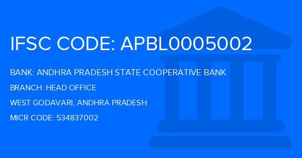 Andhra Pradesh State Cooperative Bank Head Office Branch IFSC Code