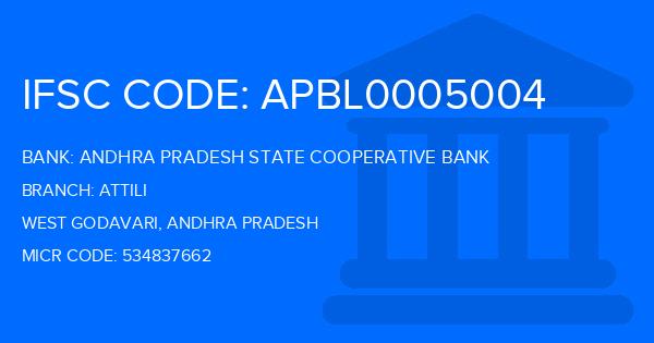 Andhra Pradesh State Cooperative Bank Attili Branch IFSC Code
