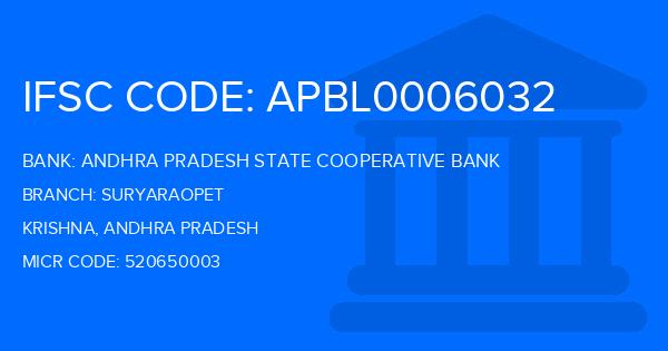Andhra Pradesh State Cooperative Bank Suryaraopet Branch IFSC Code