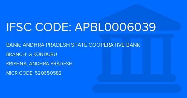 Andhra Pradesh State Cooperative Bank G Konduru Branch IFSC Code