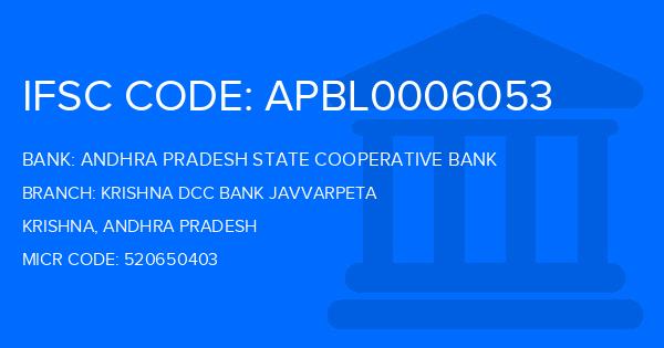 Andhra Pradesh State Cooperative Bank Krishna Dcc Bank Javvarpeta Branch IFSC Code