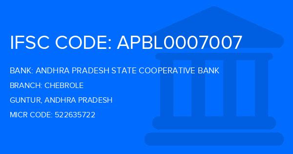 Andhra Pradesh State Cooperative Bank Chebrole Branch IFSC Code
