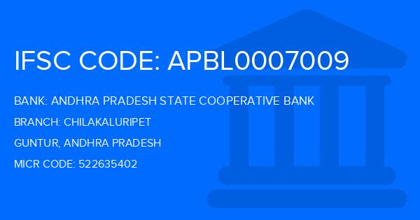 Andhra Pradesh State Cooperative Bank Chilakaluripet Branch IFSC Code
