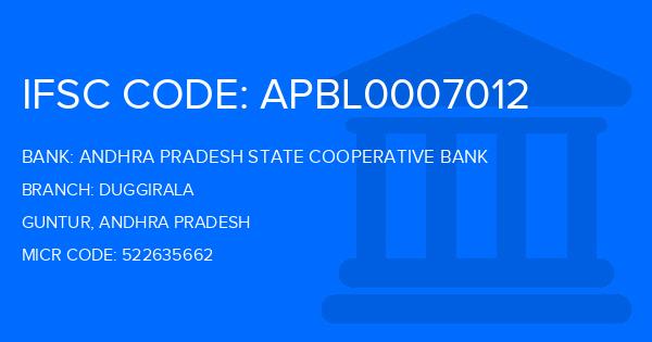 Andhra Pradesh State Cooperative Bank Duggirala Branch IFSC Code