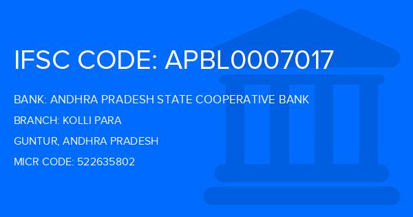 Andhra Pradesh State Cooperative Bank Kolli Para Branch IFSC Code