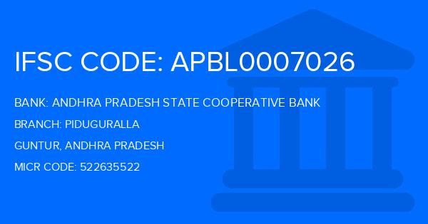 Andhra Pradesh State Cooperative Bank Piduguralla Branch IFSC Code