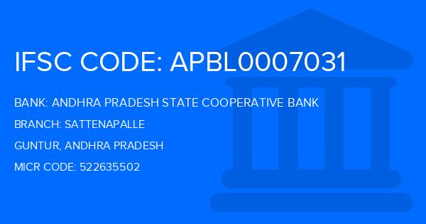 Andhra Pradesh State Cooperative Bank Sattenapalle Branch IFSC Code