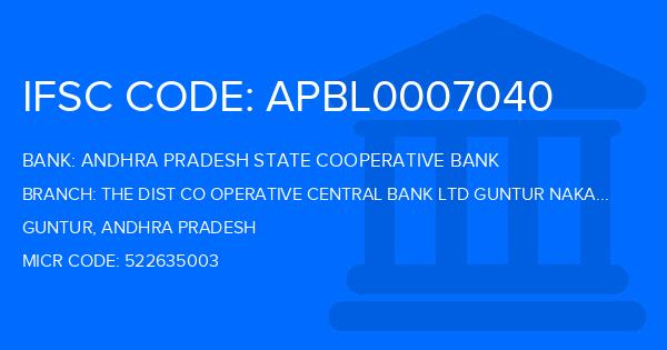Andhra Pradesh State Cooperative Bank The Dist Co Operative Central Bank Ltd Guntur Nakarikallu Branch IFSC Code