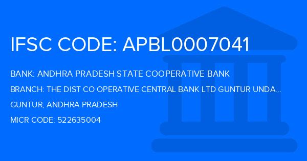 Andhra Pradesh State Cooperative Bank The Dist Co Operative Central Bank Ltd Guntur Undavalli Branch IFSC Code