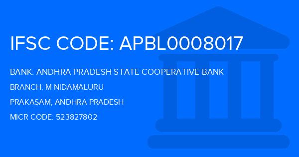 Andhra Pradesh State Cooperative Bank M Nidamaluru Branch IFSC Code