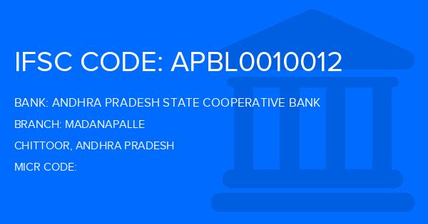 Andhra Pradesh State Cooperative Bank Madanapalle Branch IFSC Code