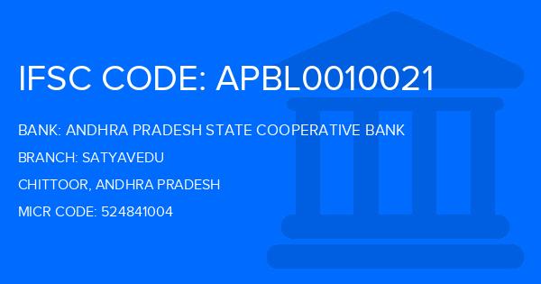 Andhra Pradesh State Cooperative Bank Satyavedu Branch IFSC Code