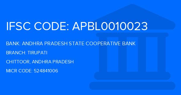 Andhra Pradesh State Cooperative Bank Tirupati Branch IFSC Code