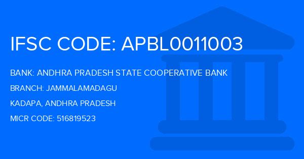 Andhra Pradesh State Cooperative Bank Jammalamadagu Branch IFSC Code