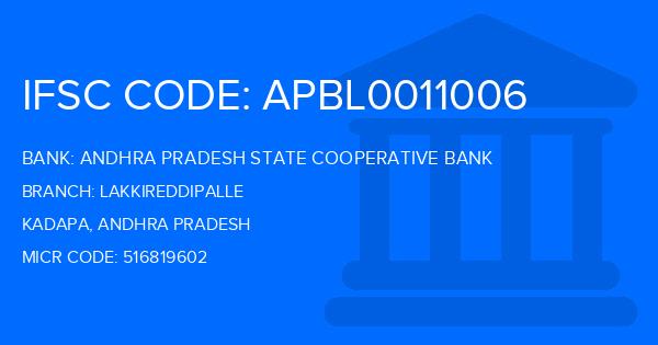 Andhra Pradesh State Cooperative Bank Lakkireddipalle Branch IFSC Code